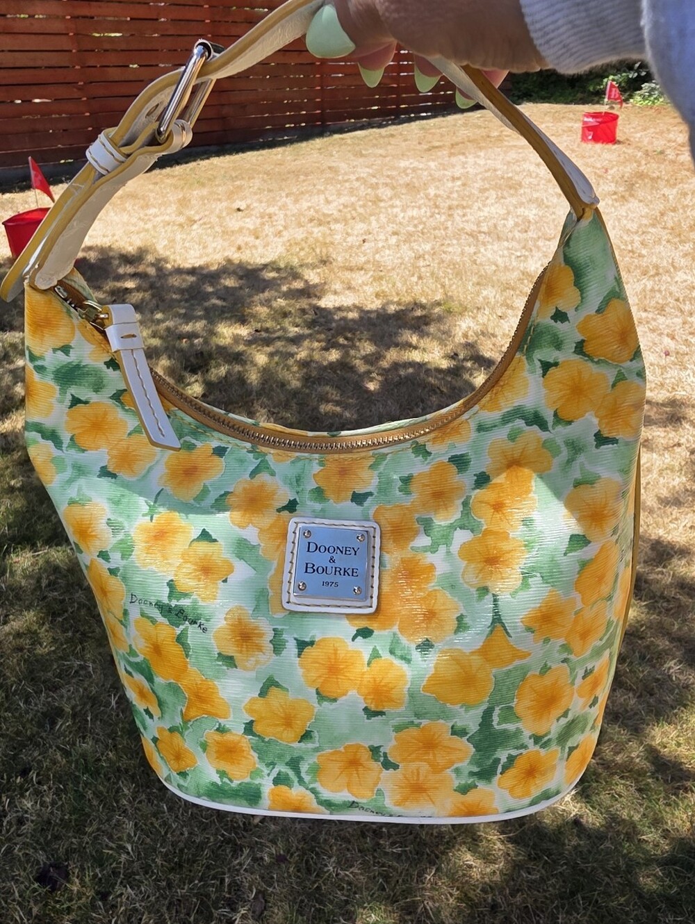Dooney & Bourke Vintage Yellow Petunia Hobo  Handbag